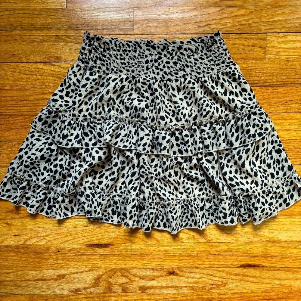 Altar'd State Ruffle Mini Skirt Women's Animal Tiered Festival Concert Femme